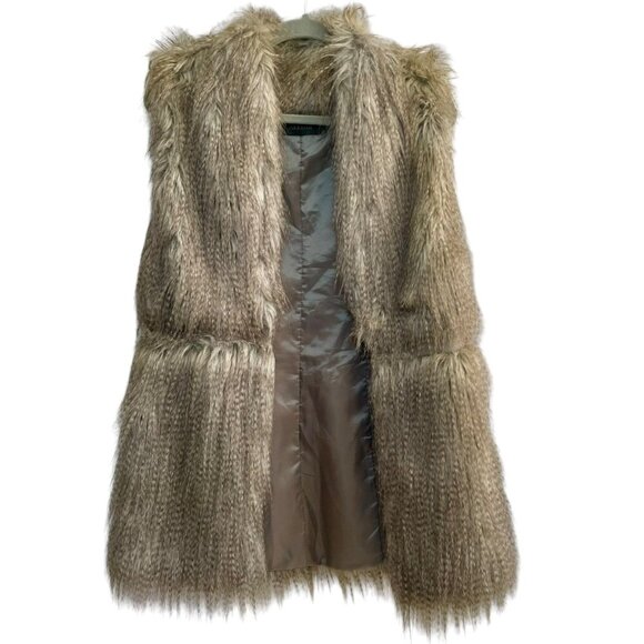 Zara Basic NWT Faux Fur Feather Waist Closure Lined Vest Size L– Luxe Vegan Fur - Picture 5 of 13